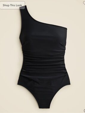 J. Crew One-Shoulder Black Ruched One-Piece Swimsuit